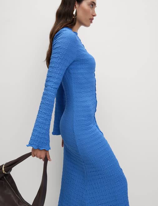 Jersey Textured Midi Skater Dress