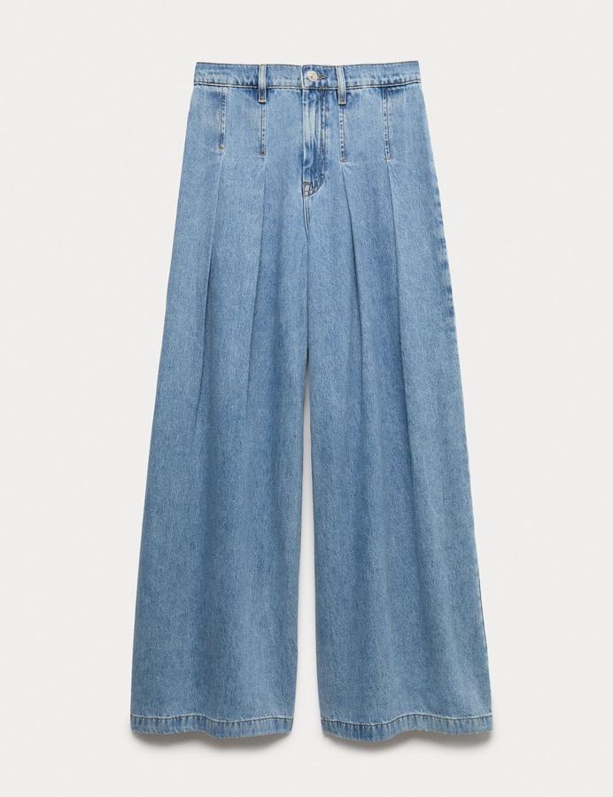 High Waisted Pleated Palazzo Jeans
