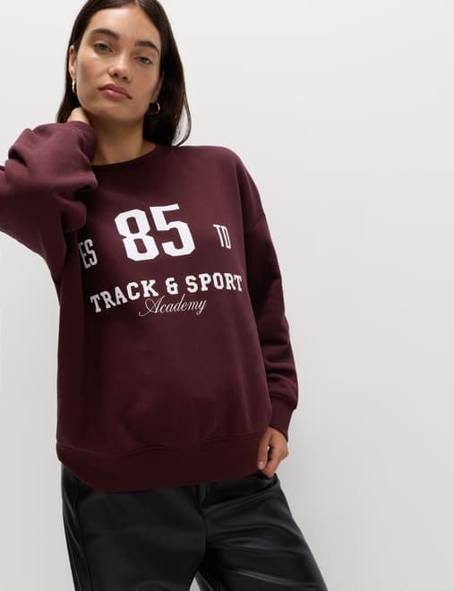 Cotton Rich Slogan Crew Neck Sweat-shirt