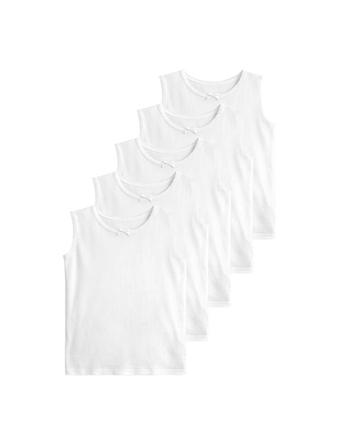 5 Pack Pure Cotton Bow Vests (2-14 Yrs)