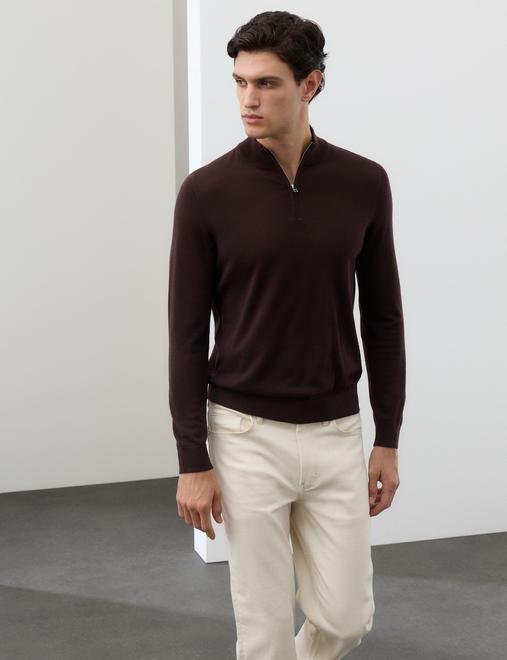 Pure Extra Fine Merino Wool Half Zip Jumper