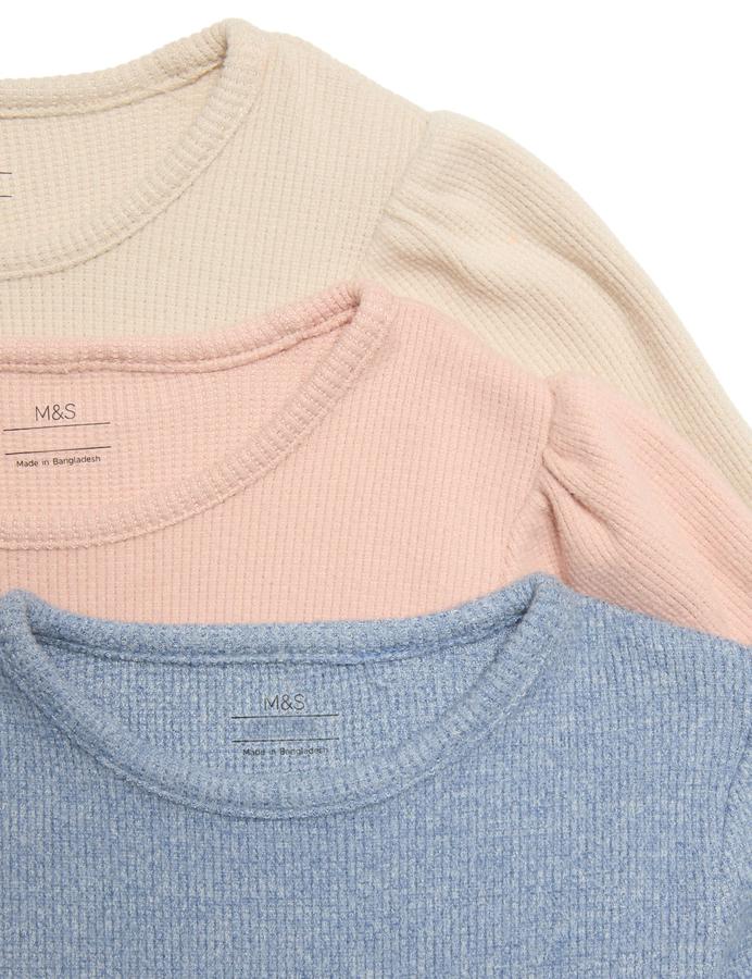 3 Pack Drop Waist Plain Long Sleeve Tops (0-5 Yrs)