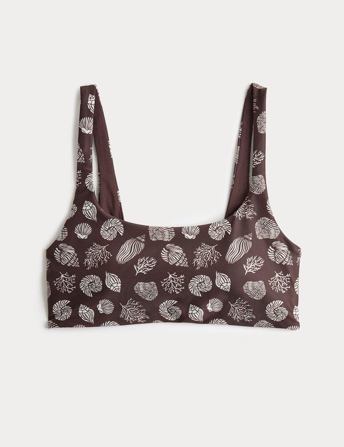 Printed Scoop Neck Bikini Top