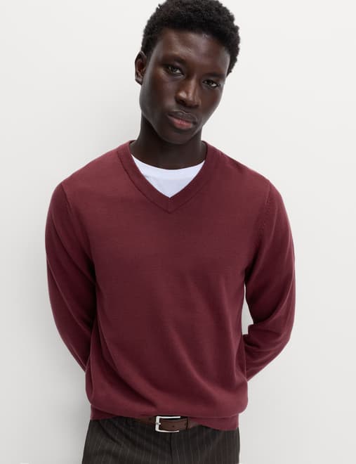 Pure Cotton V-Neck Jumper