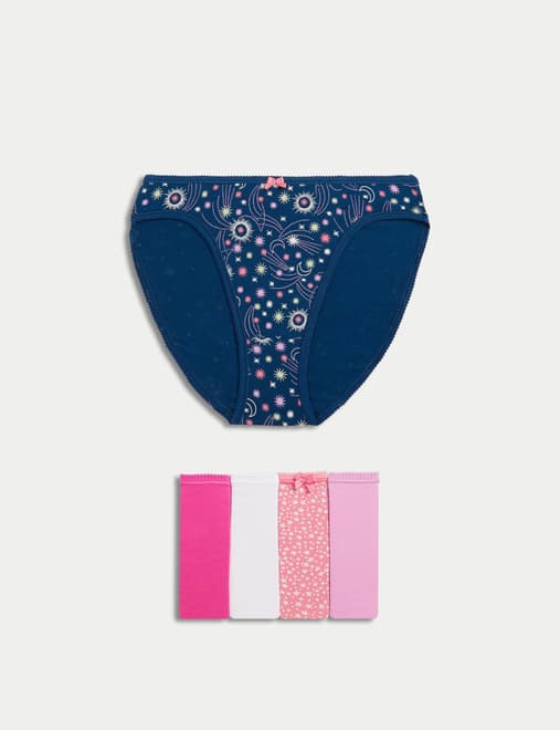 5pk Cotton Lycra™ High Leg Knickers