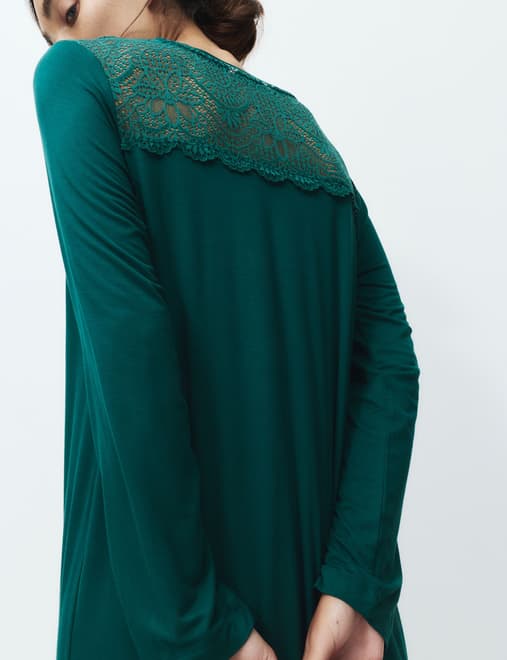 Viscose Lace Long Sleeve Nightdress