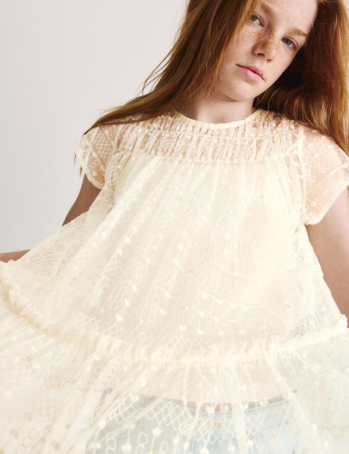 Shirred Lace Top with Cami (6-16 Yrs)