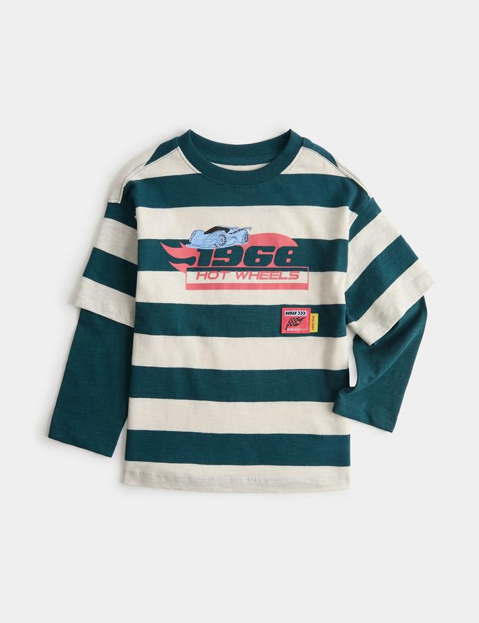 Pure Cotton Hot Wheels™ Mock Sleeve Top (2-8 Yrs)
