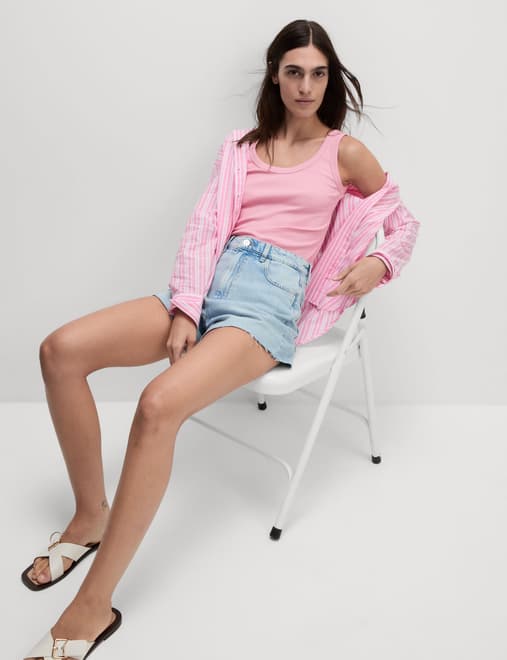 Cotton Rich Ribbed Slim Fit Vest Top