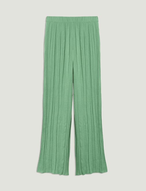 Plisse Wide Leg Trousers