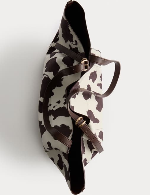 Suedette Animal Print Slouchy Tote Bag