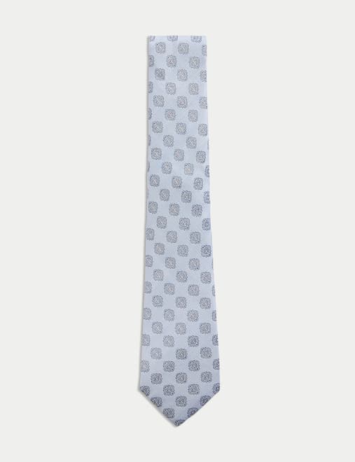 Medallion Linen Silk Blend Tie