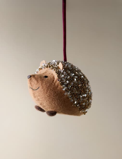 Felt Hanging Beaded Hedgehog Decoration