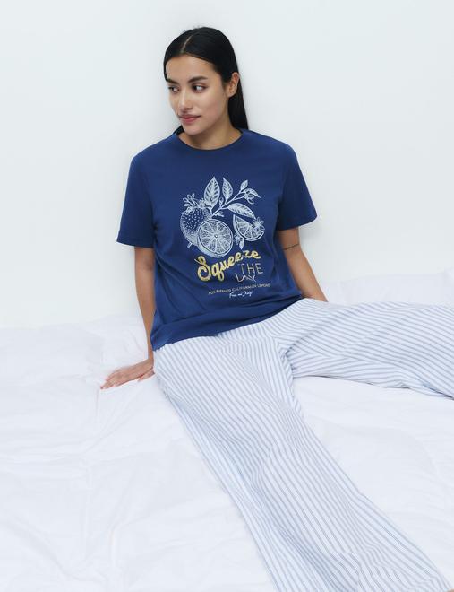 Pure Cotton Pyjama Set With Woven Bottoms