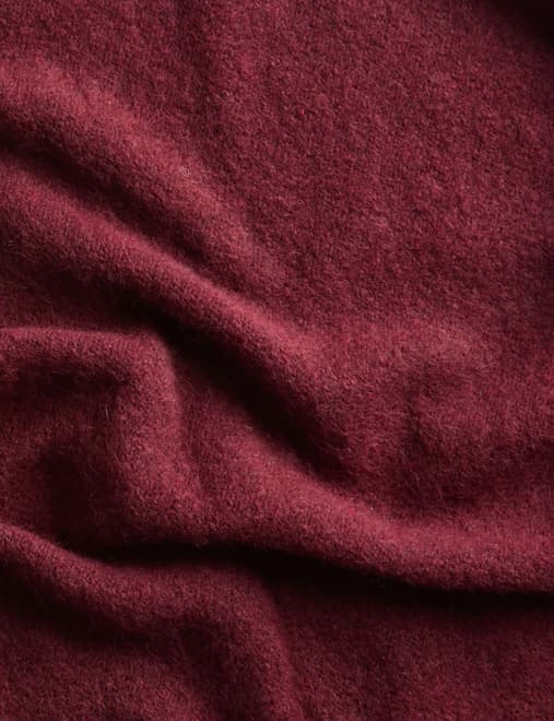 Knitted Textured Triangle Scarf with Wool