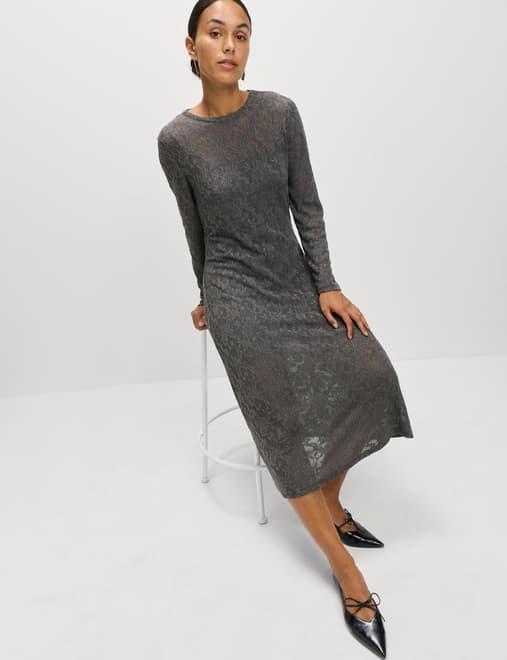 Jersey Jacquard Midi Column Dress