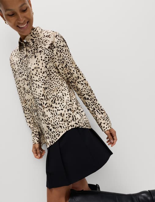 Printed Collared Button Through Shirt