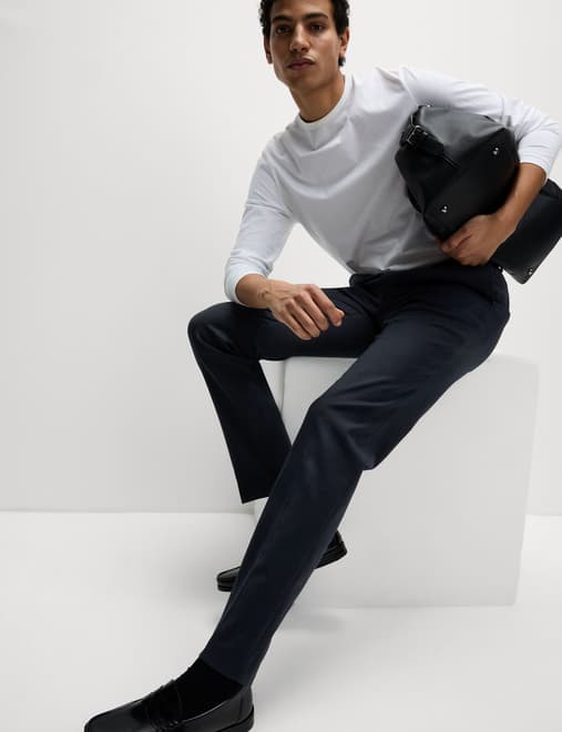 Slim Fit Wool Blend Trousers