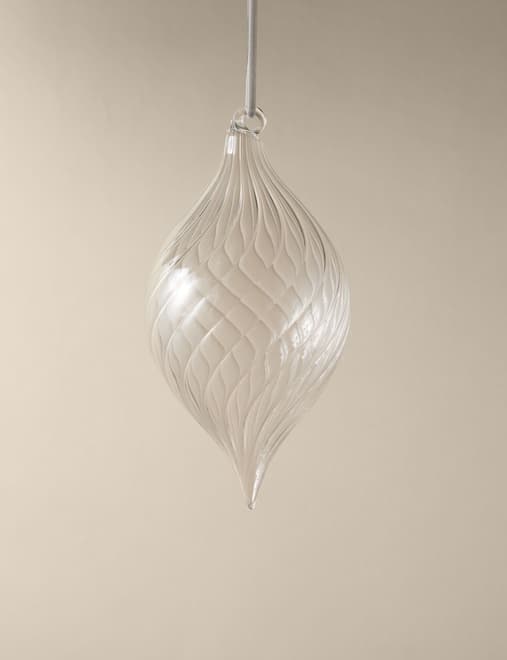 Glass Hanging Ridged Decoration