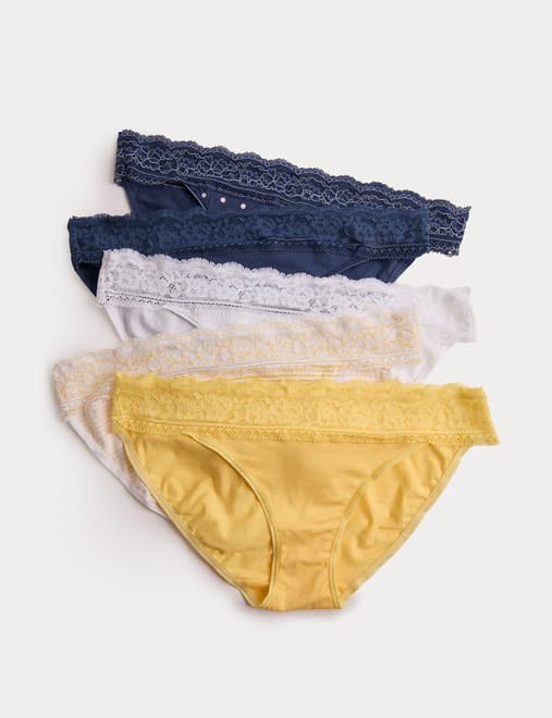 5pk Cotton Blend Printed Bikini Knickers