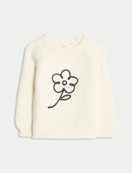 Cotton Rich Flower Embroidered Jumper (0 Mths-6 Yrs)