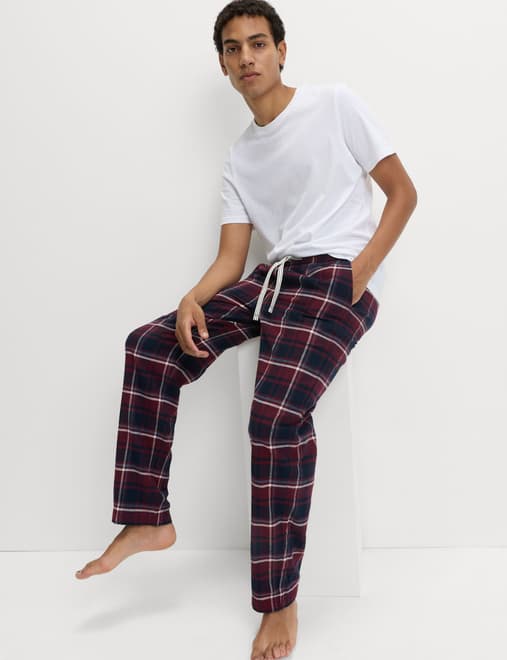 Pure Cotton Checked Loungewear Bottoms
