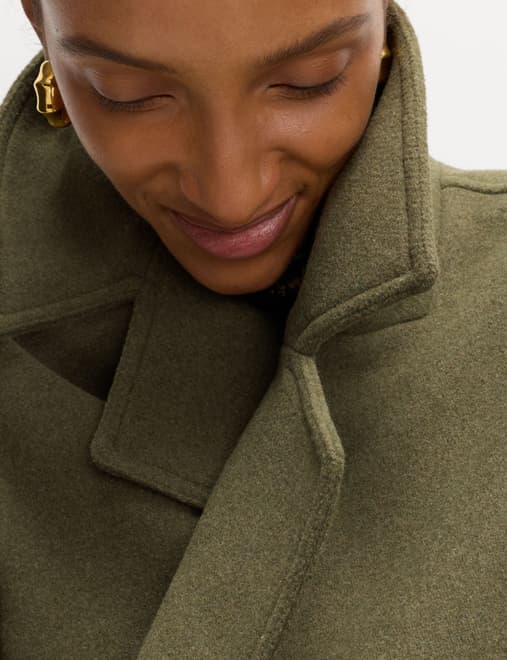 Wool Blend Single Breasted Coat