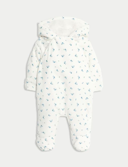 Cord Floral Pramsuit (0-12 Mths)