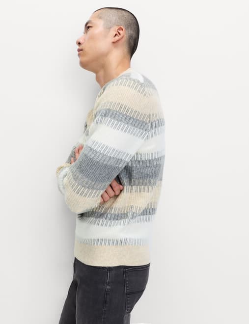 Supersoft Stripe Crew Neck Jumper with Wool