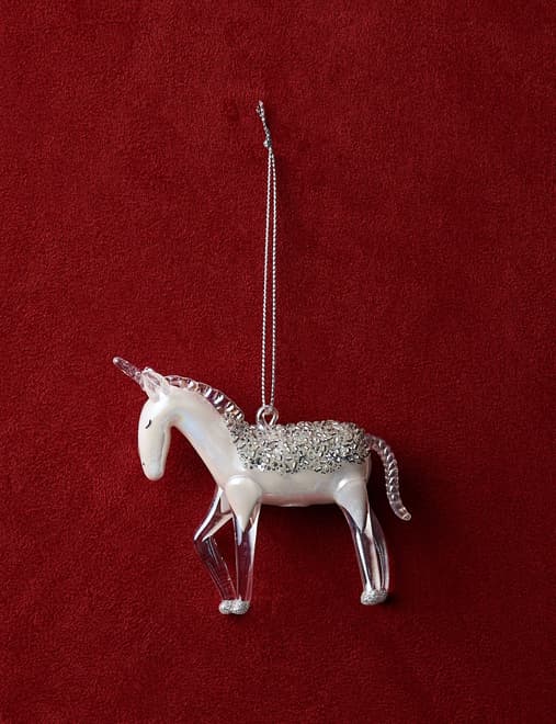 Glass Hanging Unicorn Decoration
