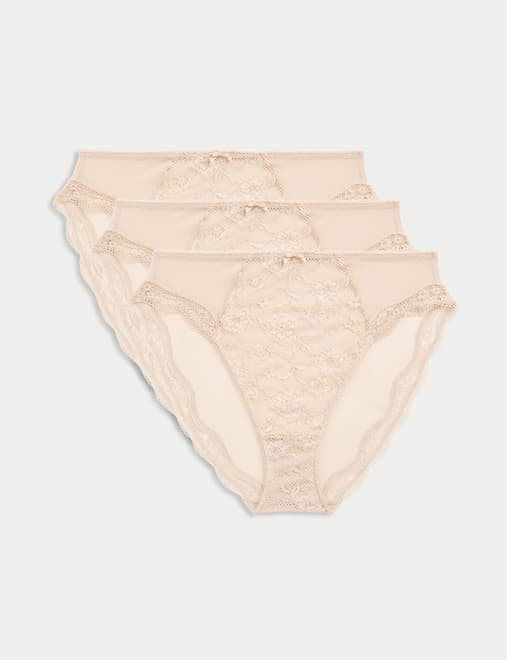 3pk Jasmine Lace High Waisted High Leg Knickers