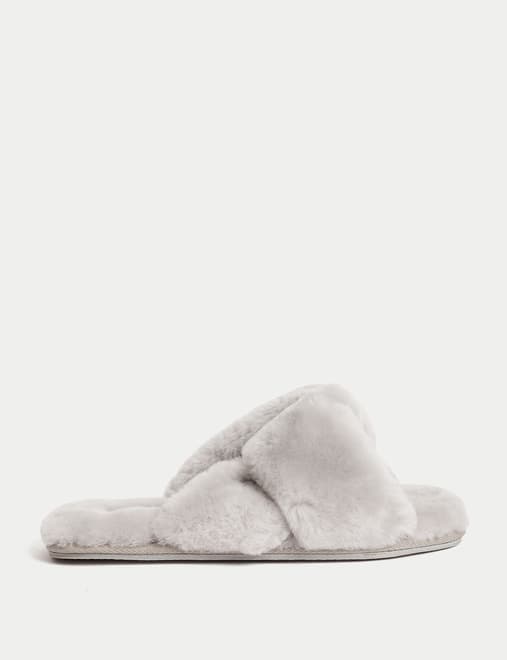 Shearling Knotted Open Toe Slider Slippers