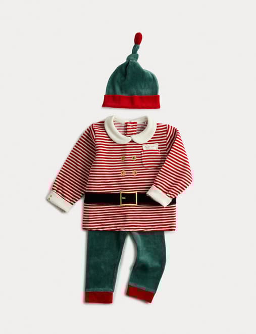 3pc Cotton Rich Christmas Elf Outfit (0-3 Yrs)