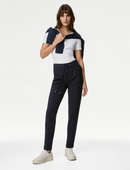 Drawstring Tapered Ankle Grazer Trousers