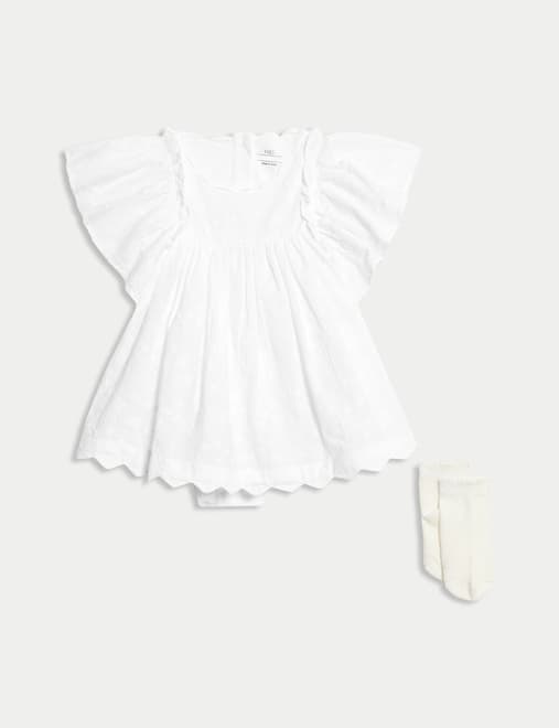 2pc Cotton Rich Broderie Dress Outfit (7lbs-1 Yrs)