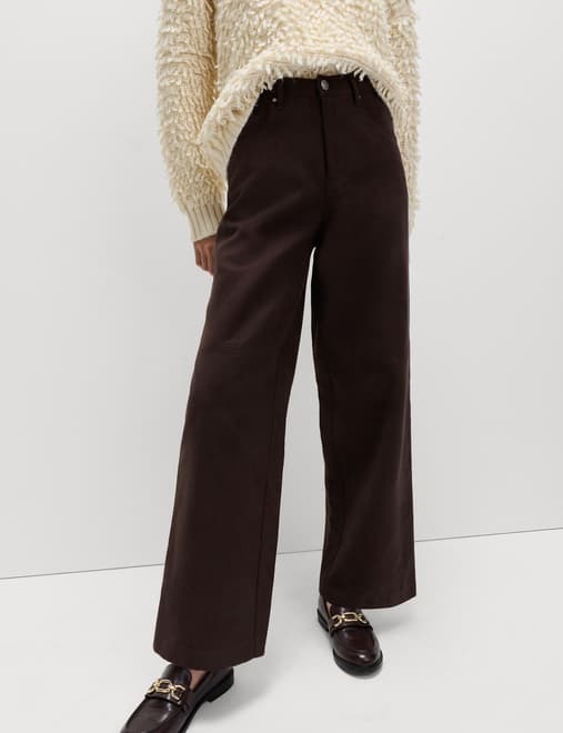 Faux Suede Wide Leg Trousers
