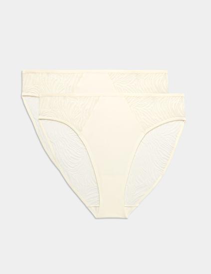 2 Pack Body Lace High Leg Knickers