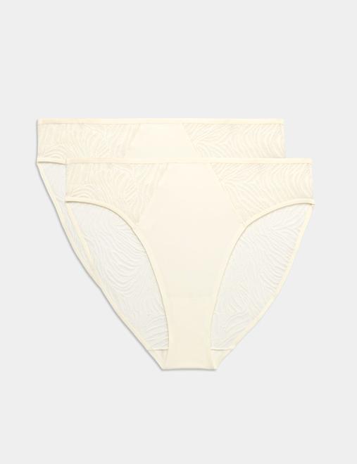 2 Pack Body Lace High Leg Knickers