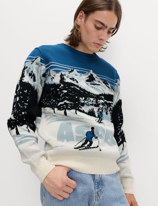 Pure Cotton Crew Neck Aspen Slogan Jumper