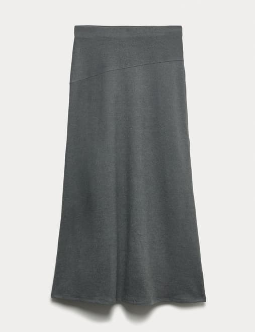 Jersey Seam Detail Midi A-Line Skirt