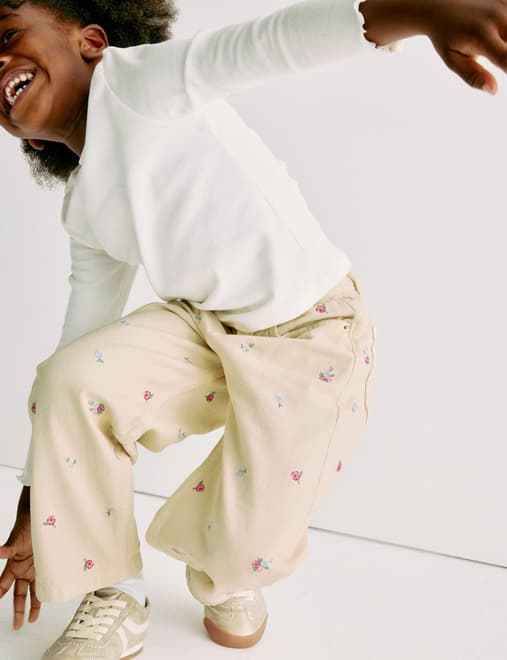 Barrel Leg Denim Embroidery Jeans (2-8 Yrs)