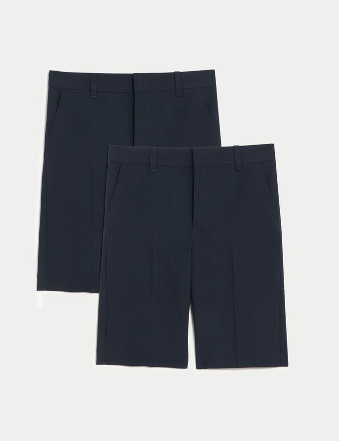 2 Pack Boys' Slim Leg School Shorts (2-14 Yrs)
