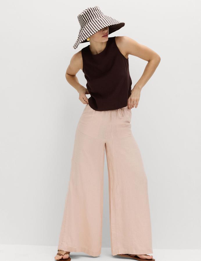 Pure Linen Wide Leg Palazzo Trousers
