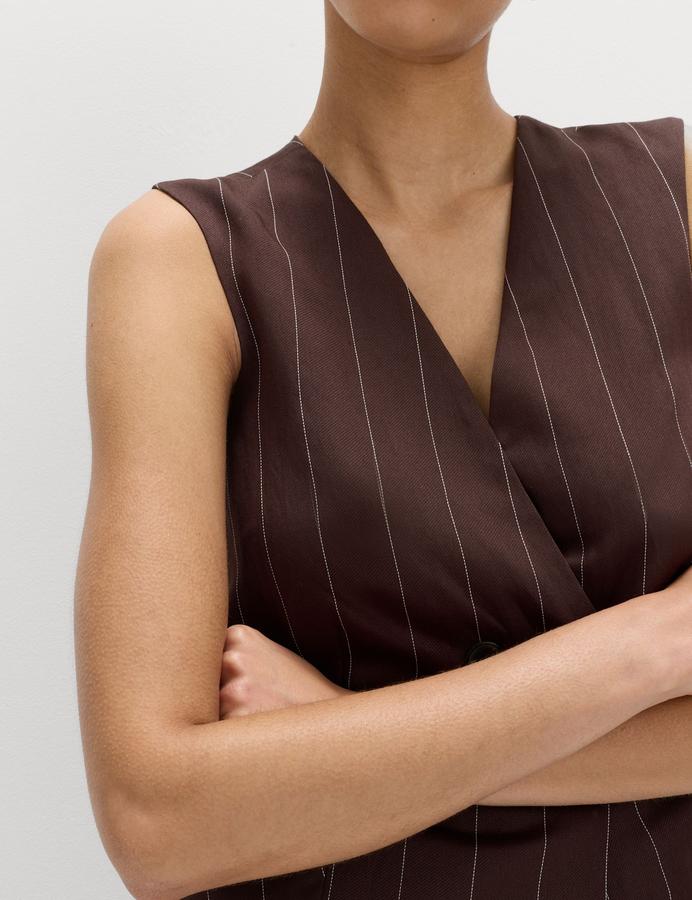 Linen Blend Sheen Pinstripe Waistcoat