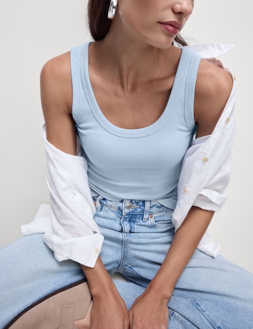 Cotton Rich Ribbed Slim Fit Vest Top