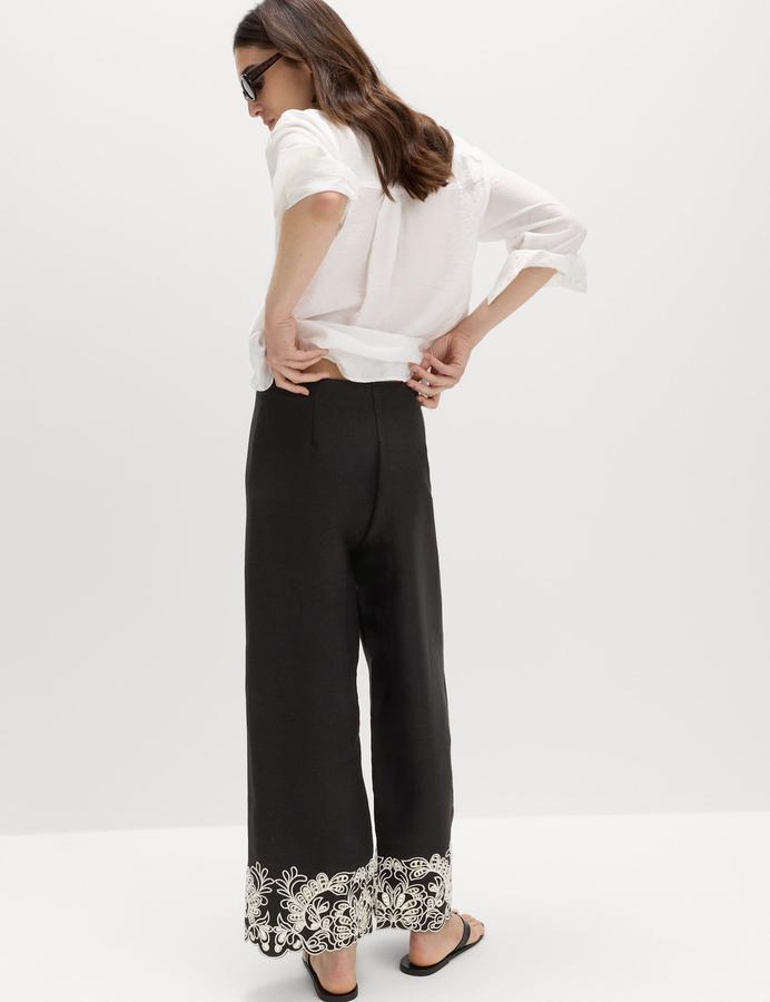 Modal Rich Embroidered Straight Leg Trousers