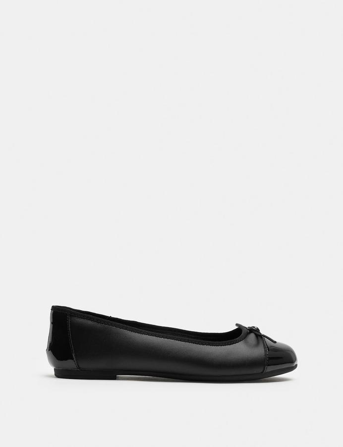 Kids' Leather Bow Ballet School Shoes (13 Small - 7 Large)