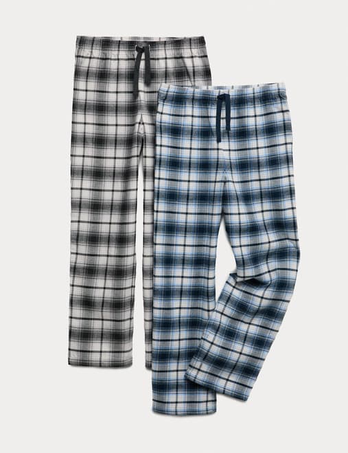 2 Pack Pure Cotton Checked Pyjama Bottoms (6-16 Yrs)