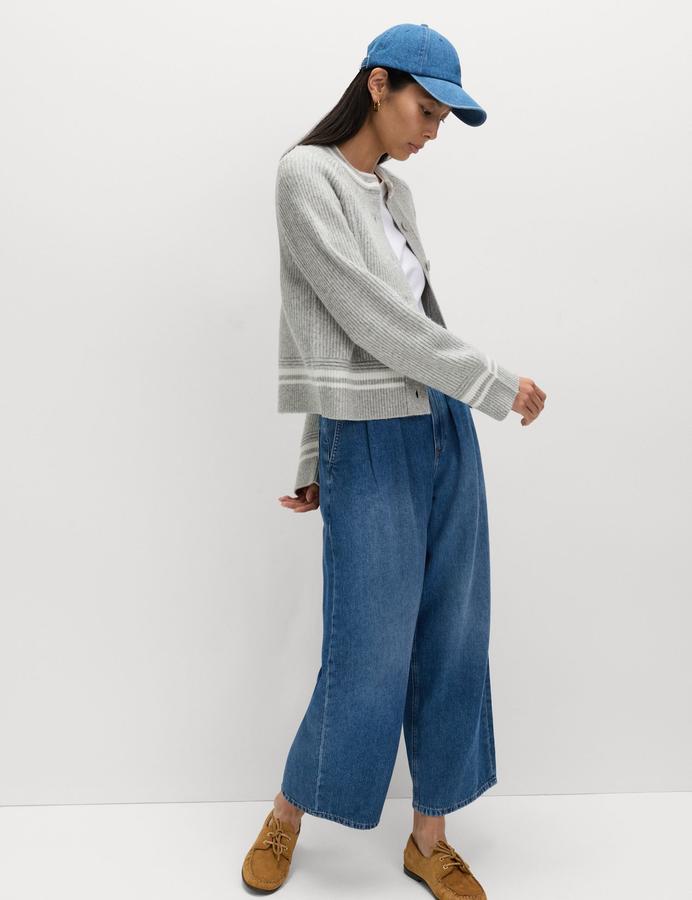 Cloud-Yarn Crew Neck Tipped Detail Cardigan