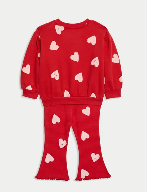 2pc Cotton Rich Heart Top & Bottom Outfit (0-6 Yrs)